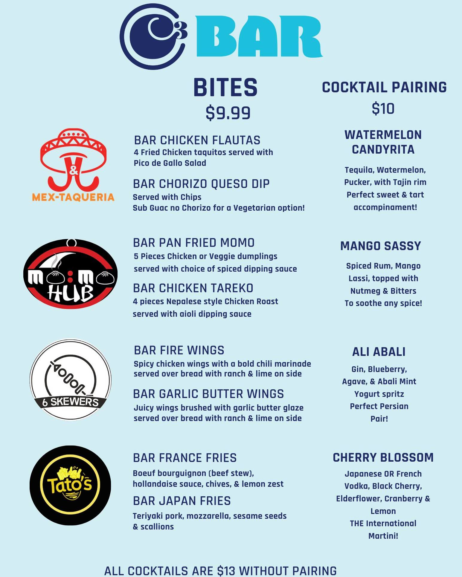 Commas Food Hall Menu