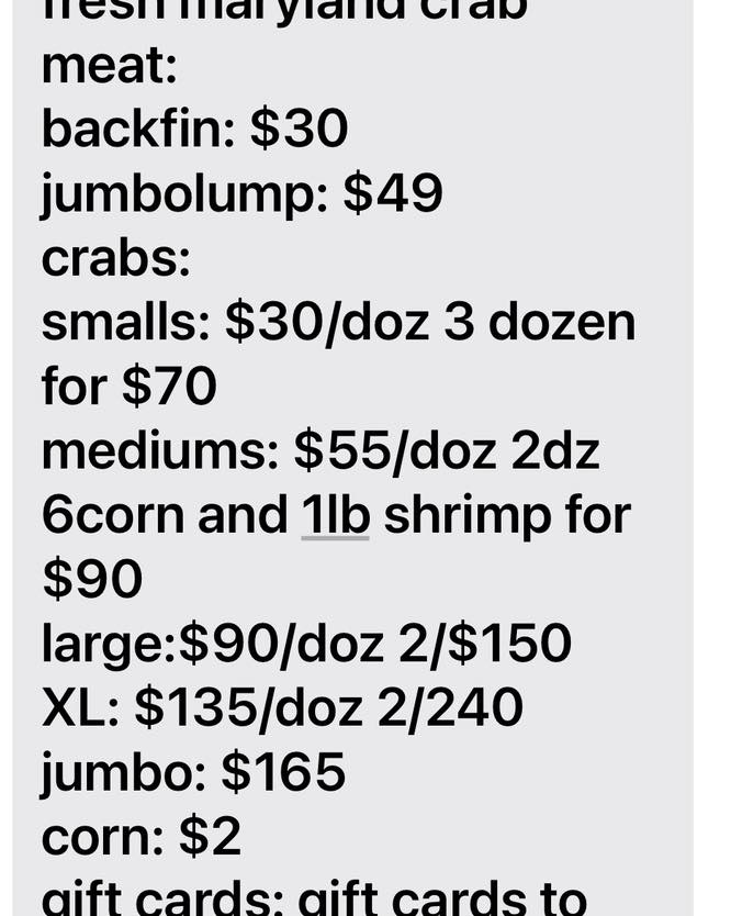 Captain Jimmy's Crab House Menu