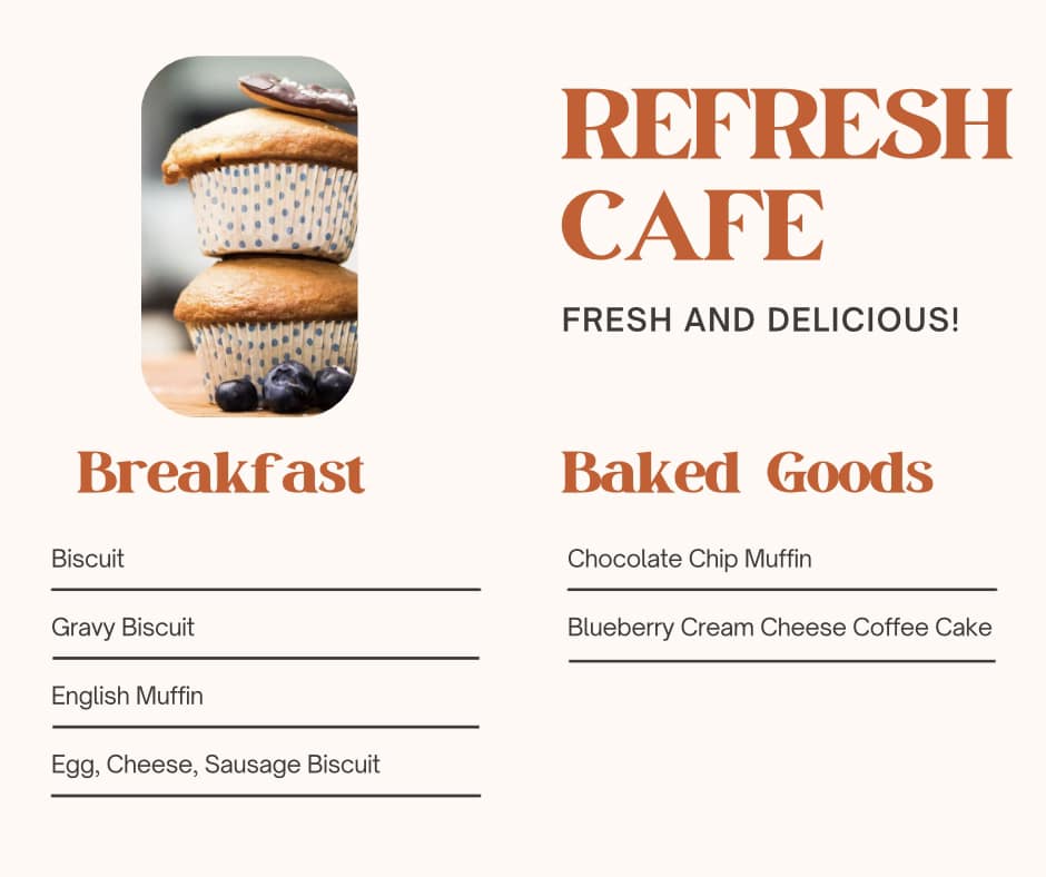Refresh Cafe Menu