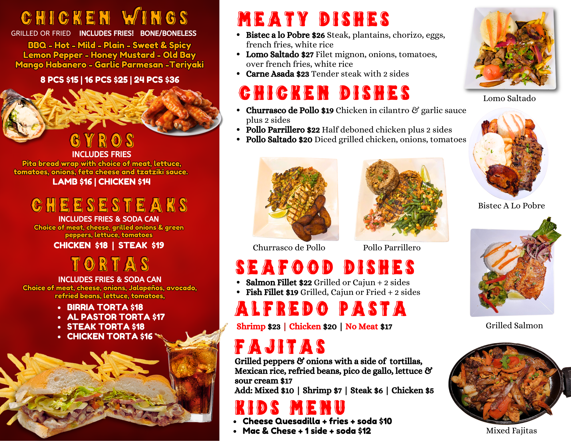 Caliente Restaurant Menu
