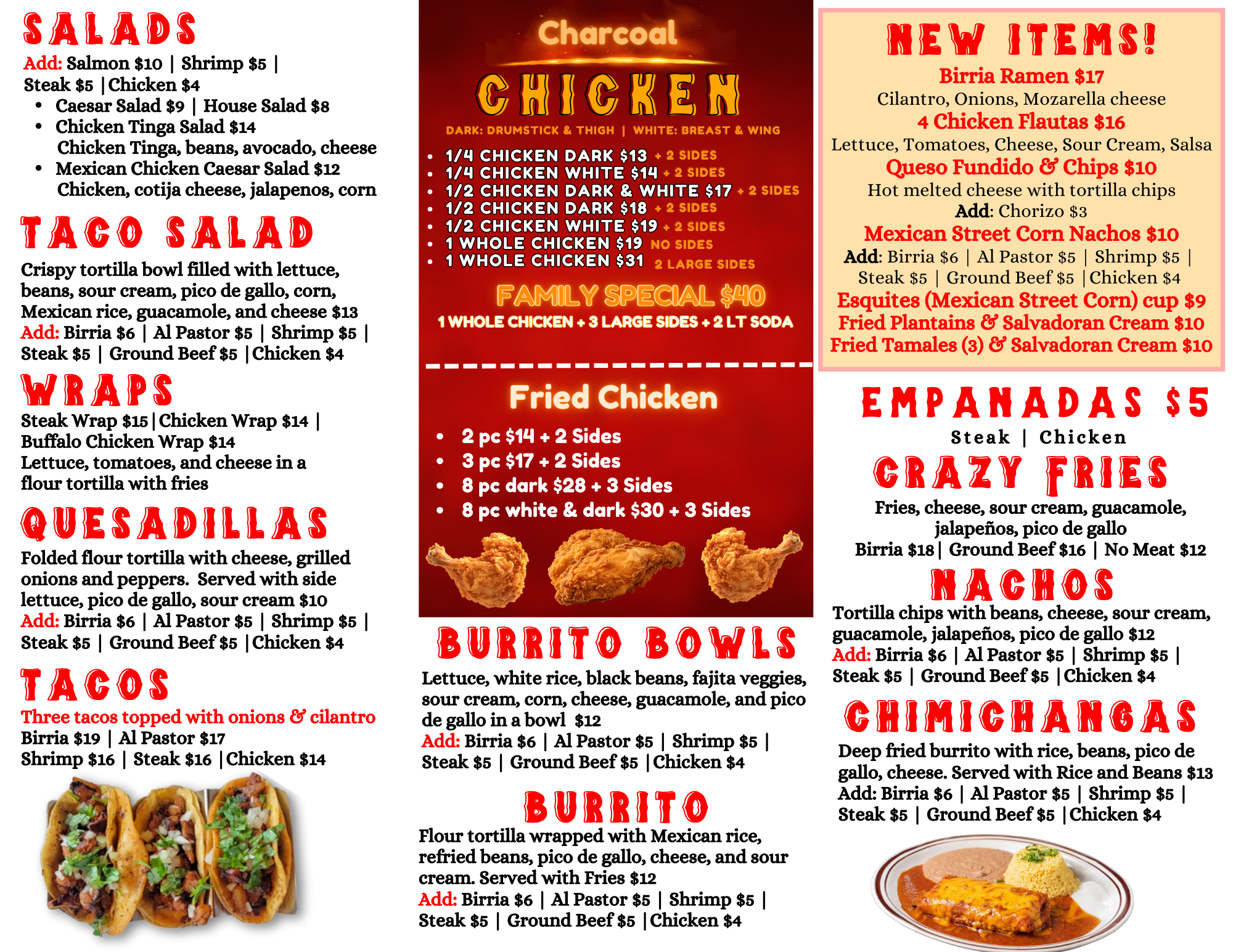 Caliente Restaurant Menu