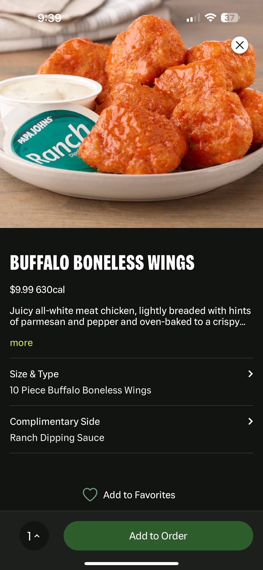 Papa Johns Pizza Menu