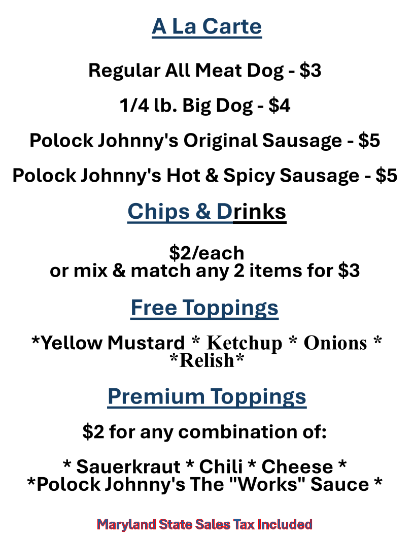 Tommy's Sidewalk Cafe Menu