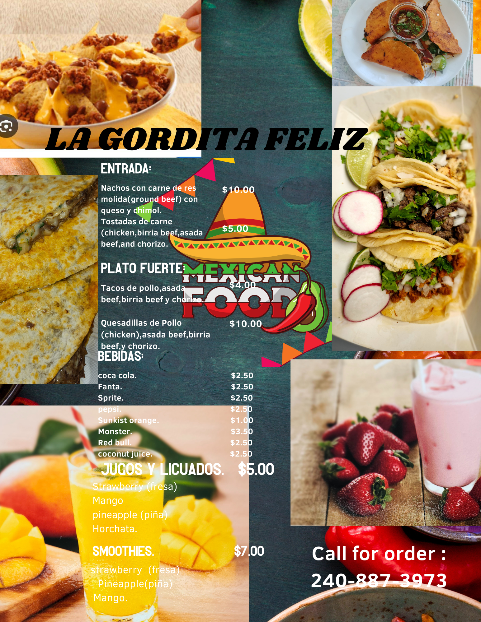 La Gordita Feliz Menu