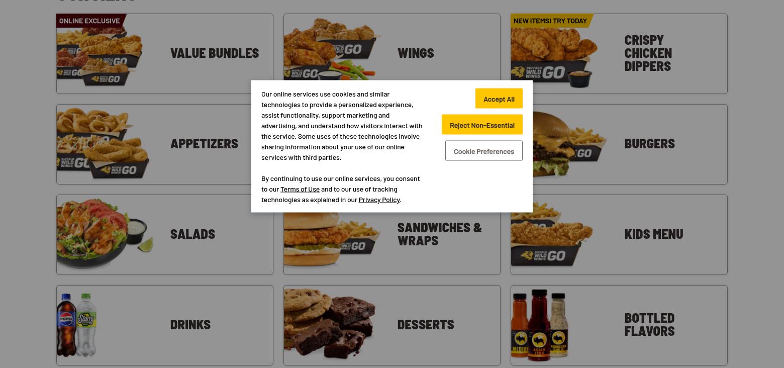 Buffalo Wild Wings 'GO' Menu