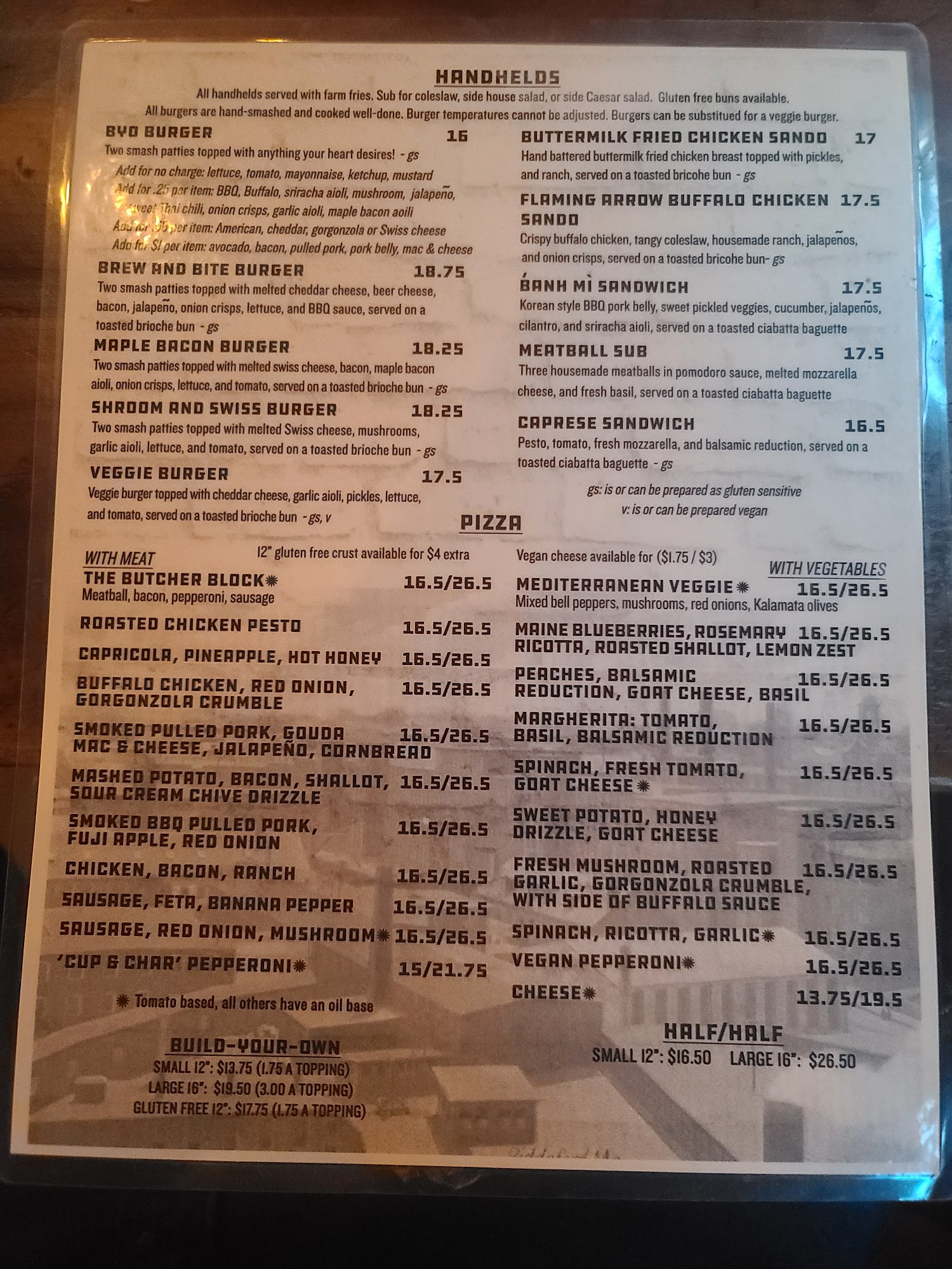 Brickyard Hollow Brewing Company Menu