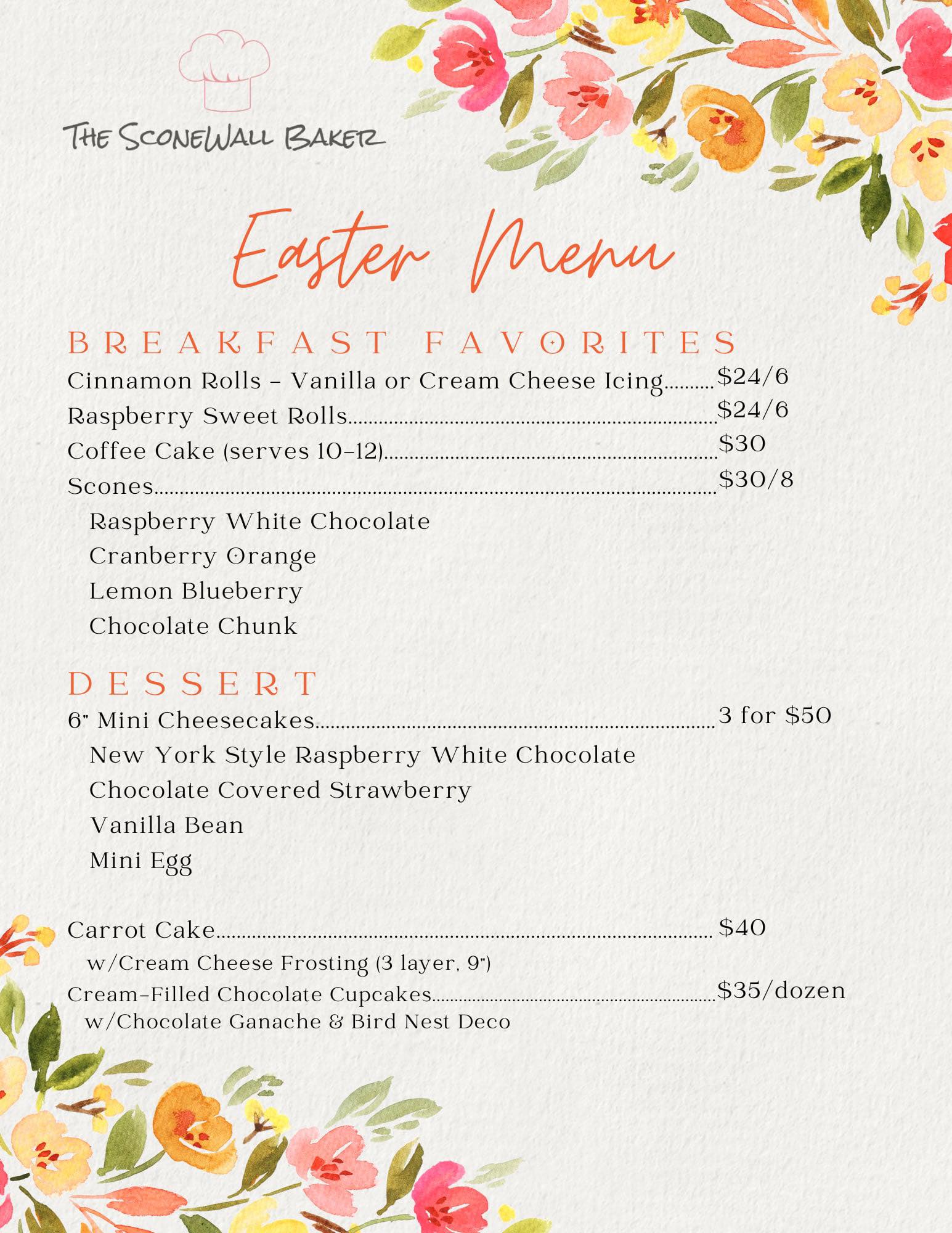 Sconewall bakery Menu