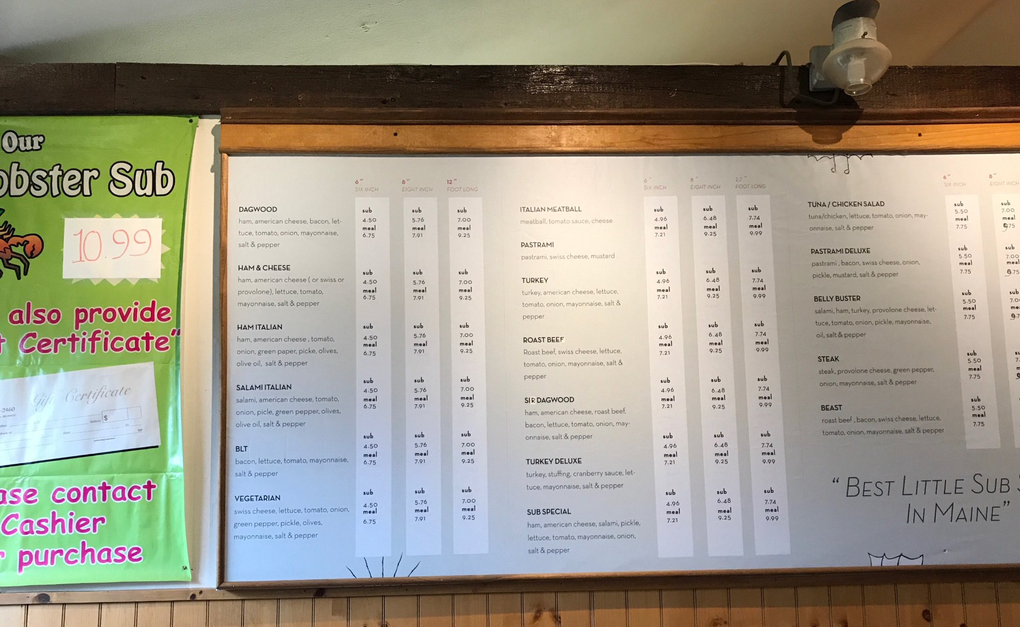 Sandwich Man of Calais Menu