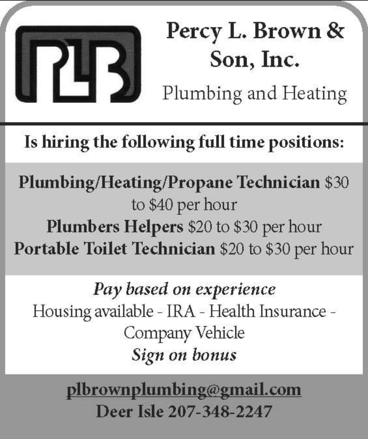 Percy L Brown & Son Inc 97 Sunset Rd, Deer Isle Maine 04627