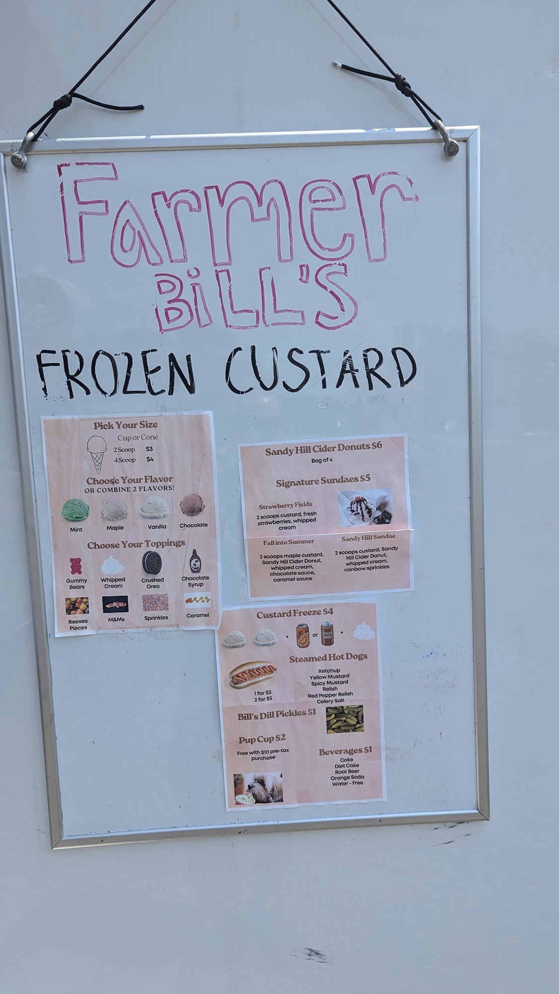 Farmer Bills Frozen Custard Menu