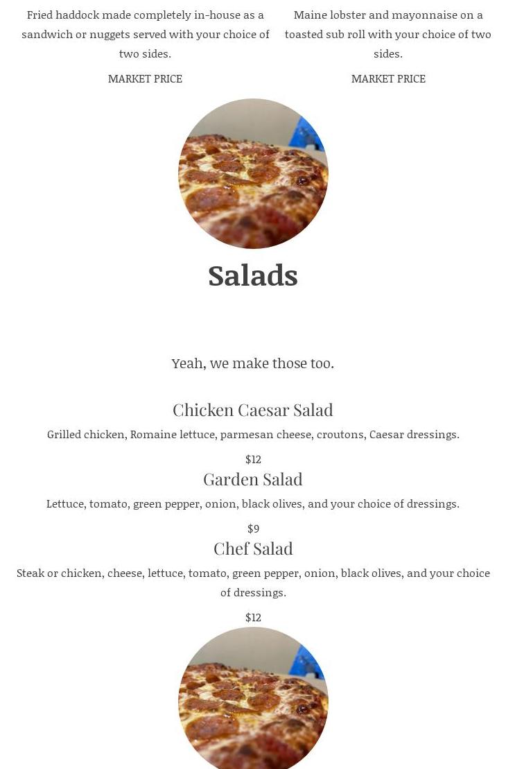 Pizza Grill at Barnes Brook Golf Course Menu