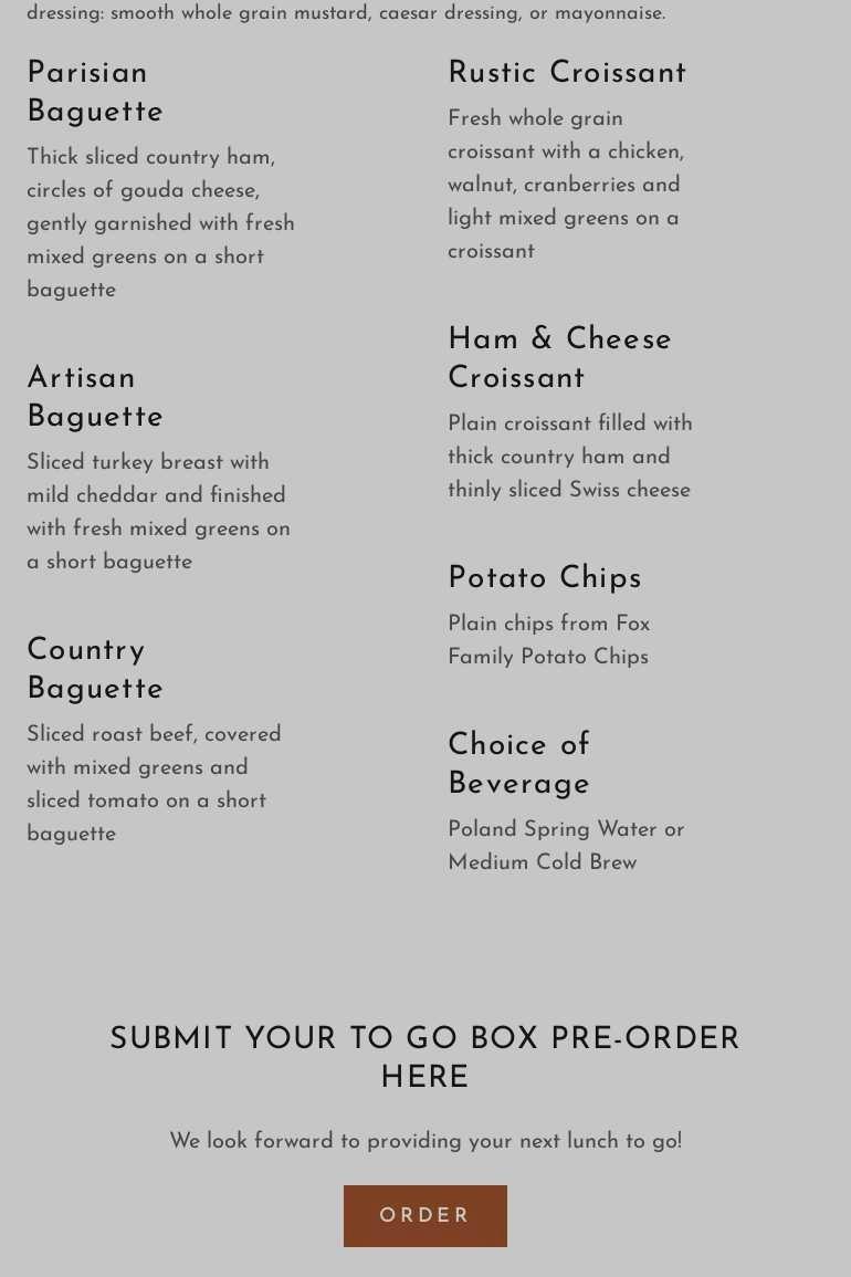 Mornings in Paris Menu