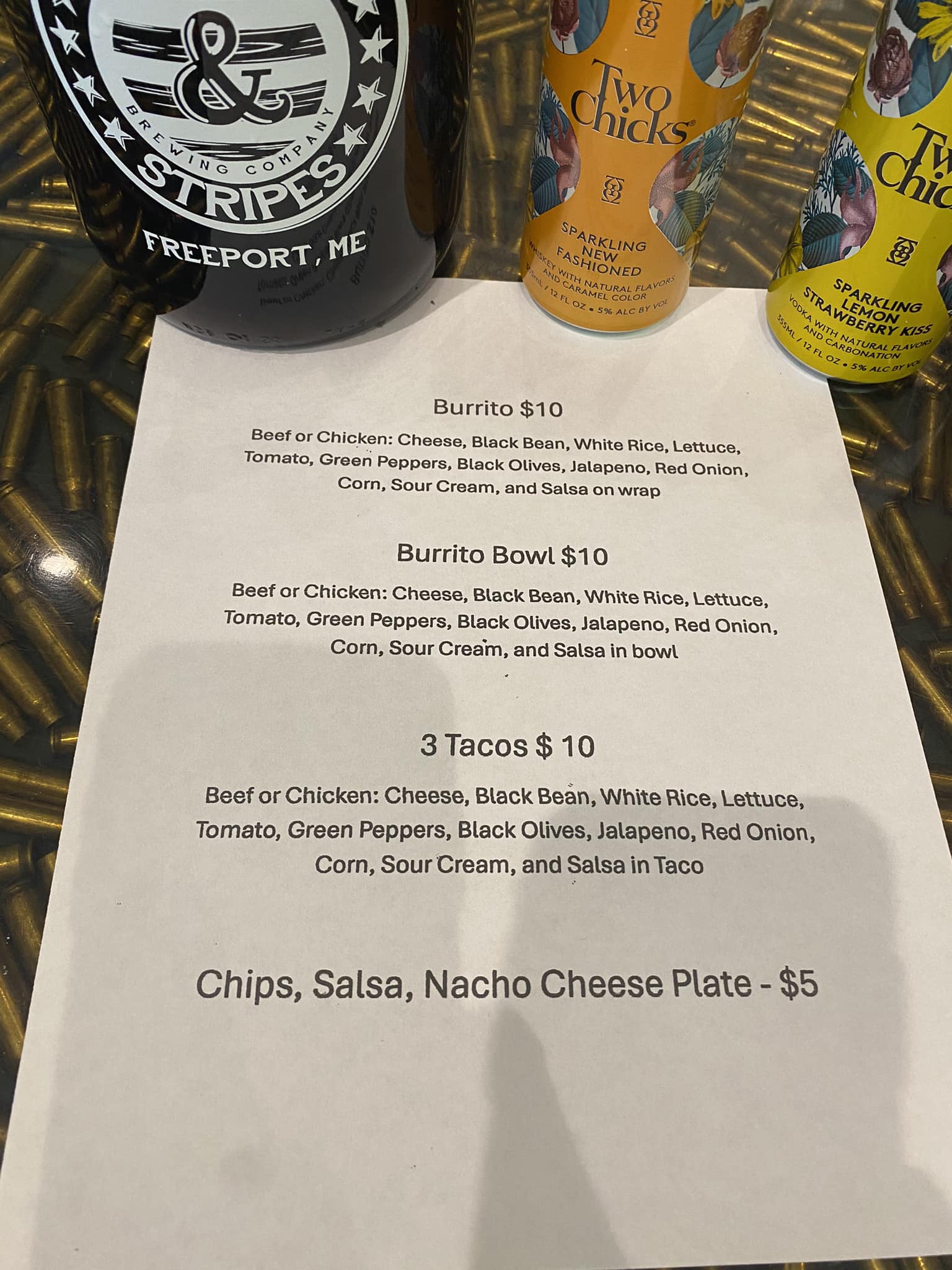 Stars & Stripes Brewing Company Menu