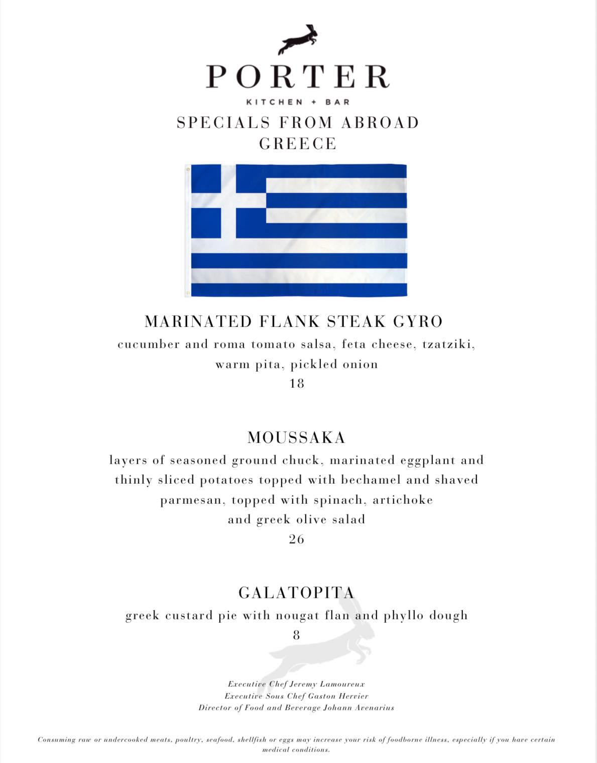 Porter Kitchen + Bar Menu