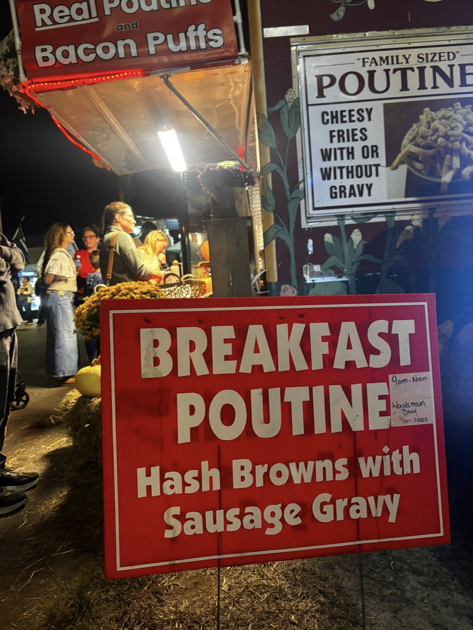 Bacon Puffs and Poutine Menu