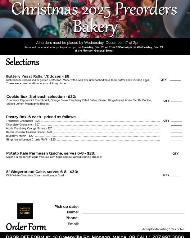 Monson General Scoops Menu