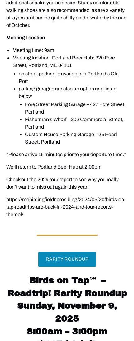 Maine Brews Cruise Menu