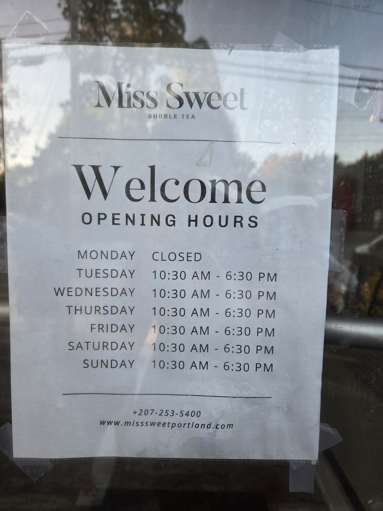 Miss Sweet Bubble Tea Menu