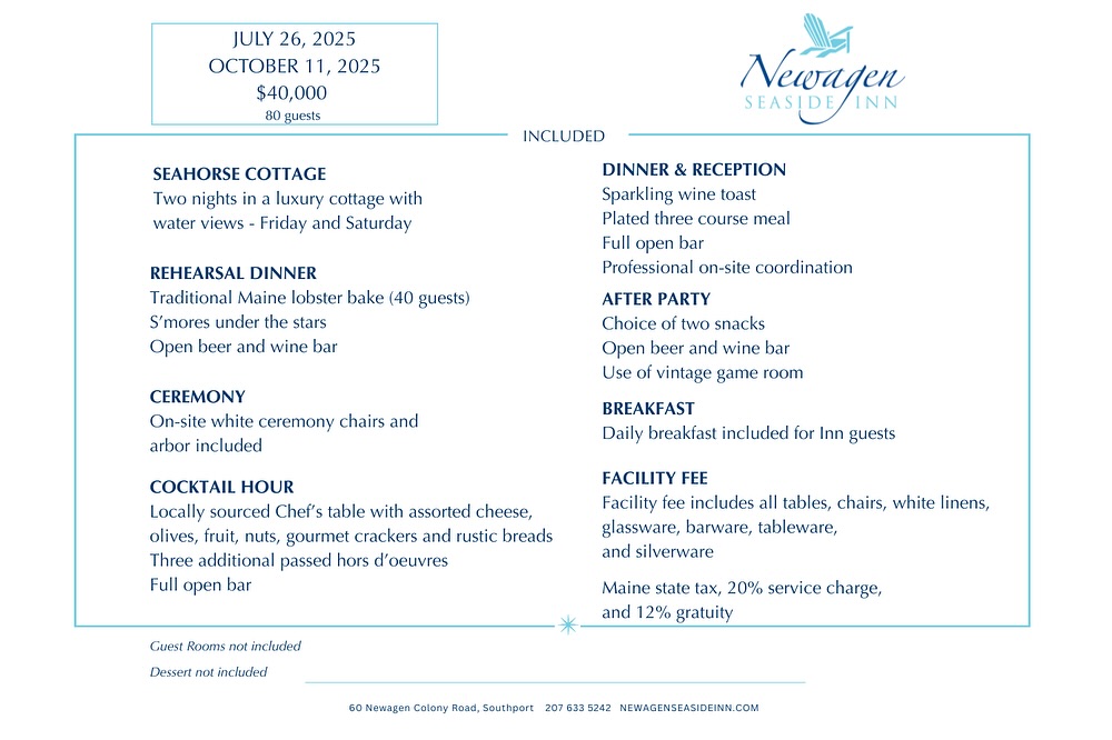 Newagen Seaside Inn Menu
