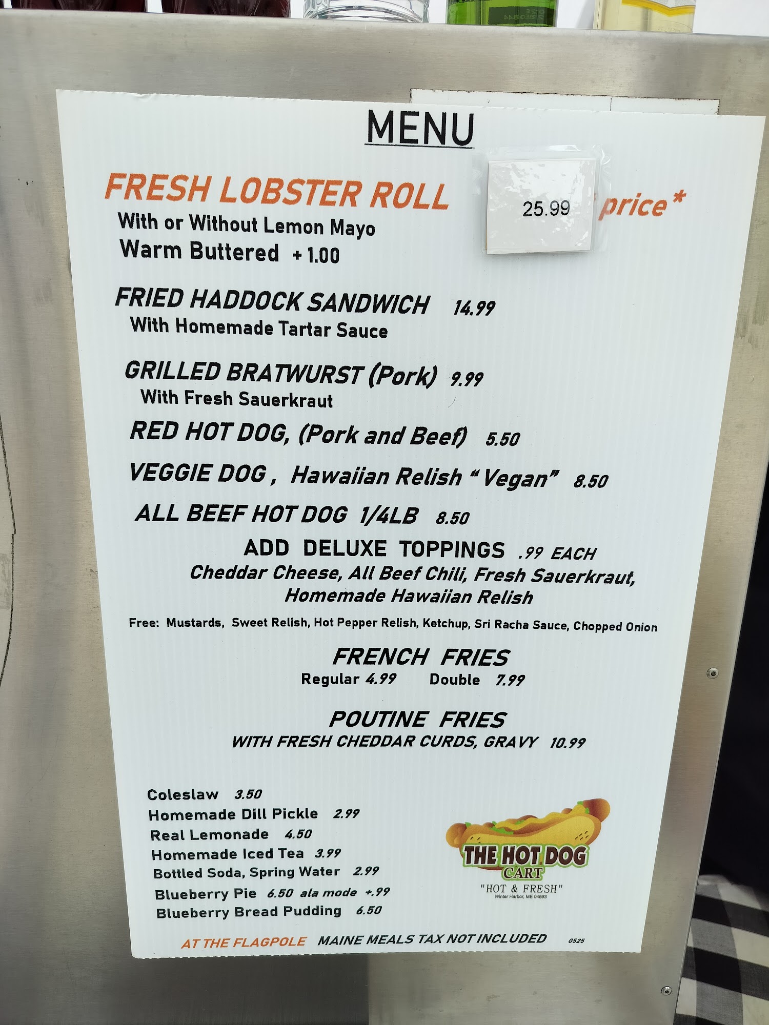The Hotdog Cart Menu