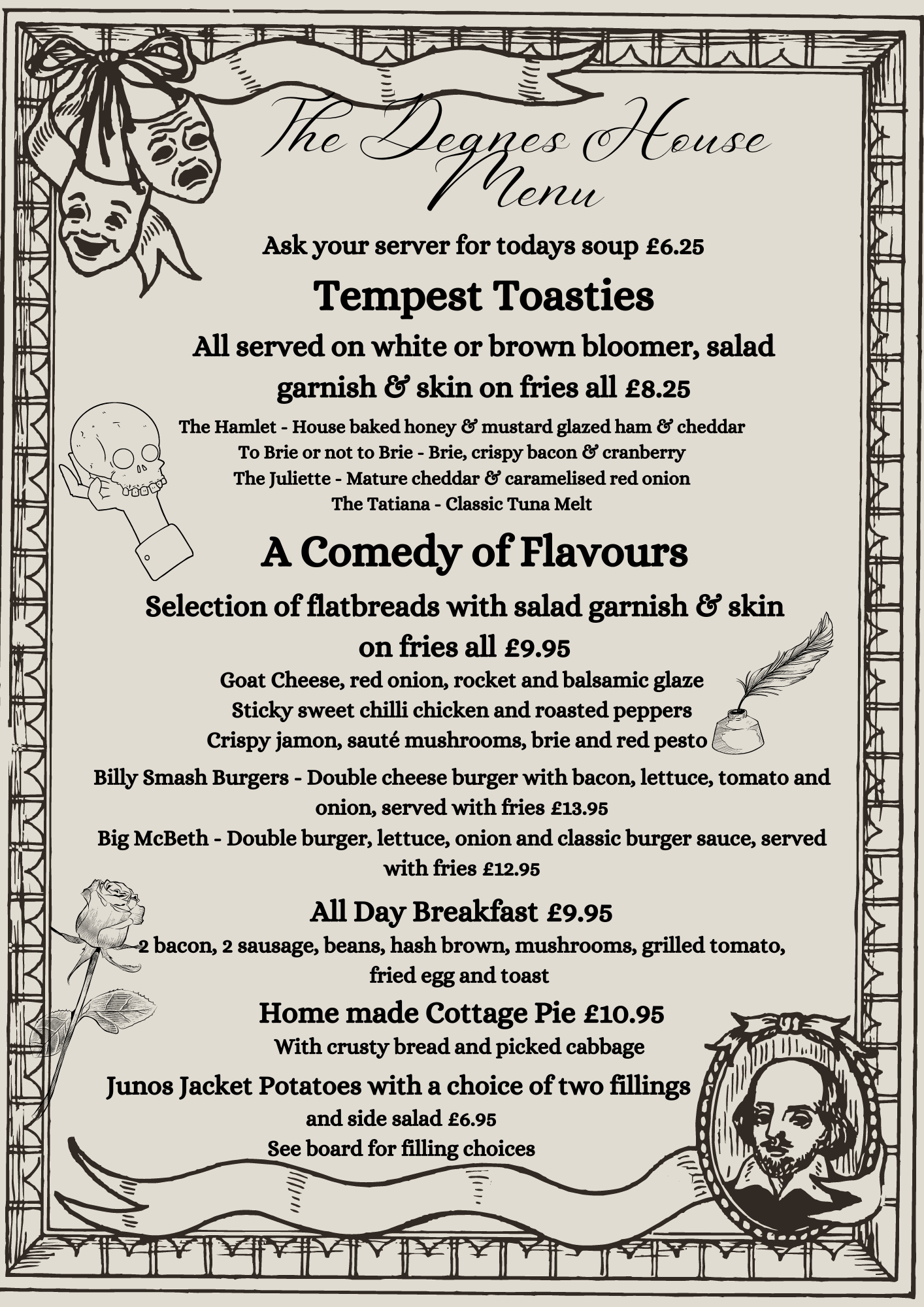 Deanes House Menu