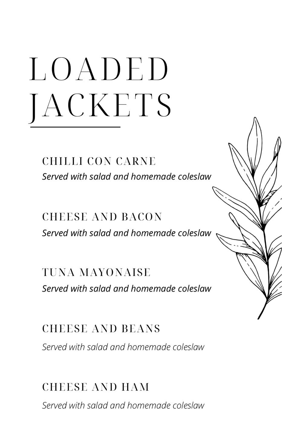 The Village Cafe Menu