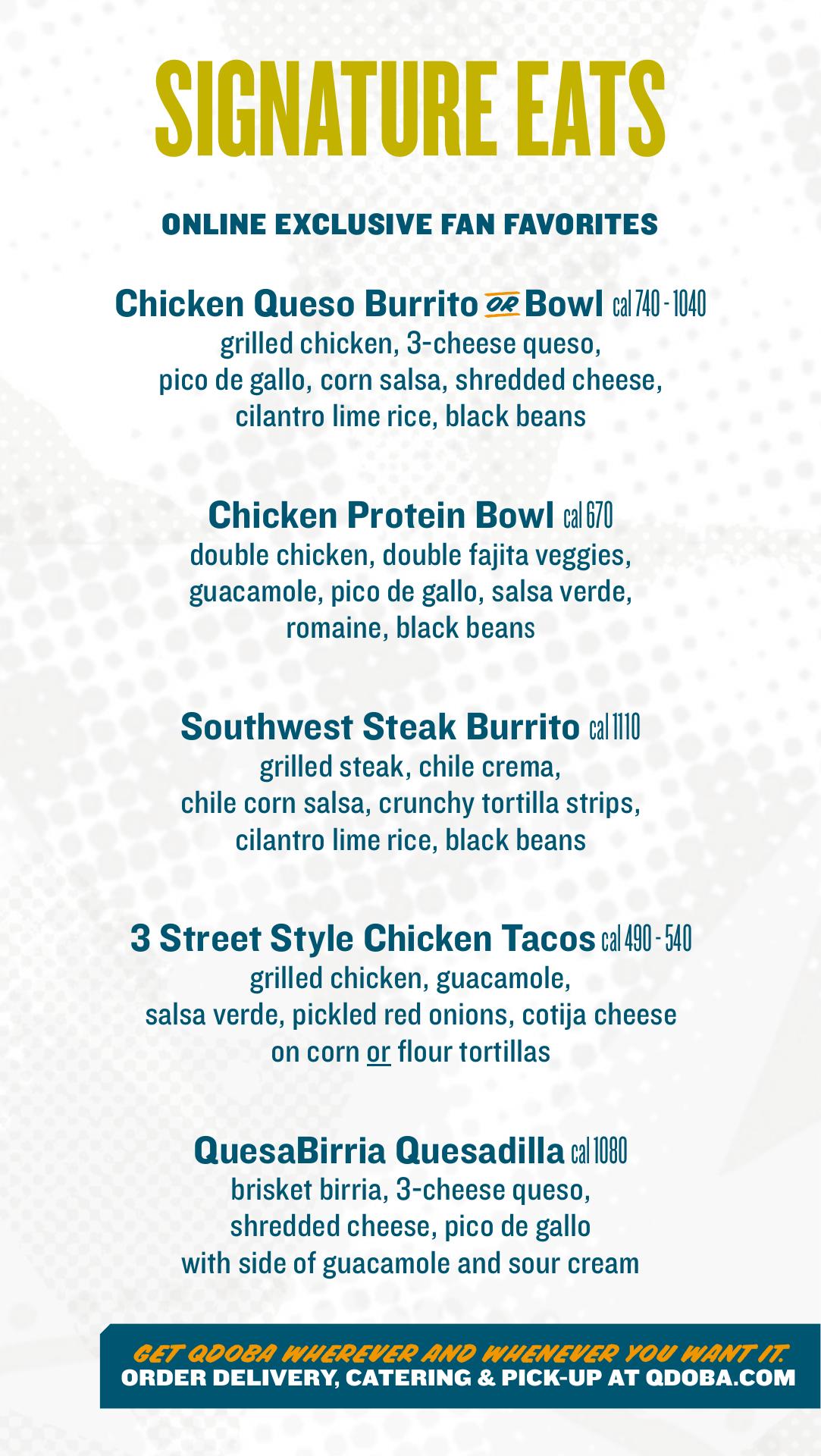 QDOBA Mexican Eats Menu