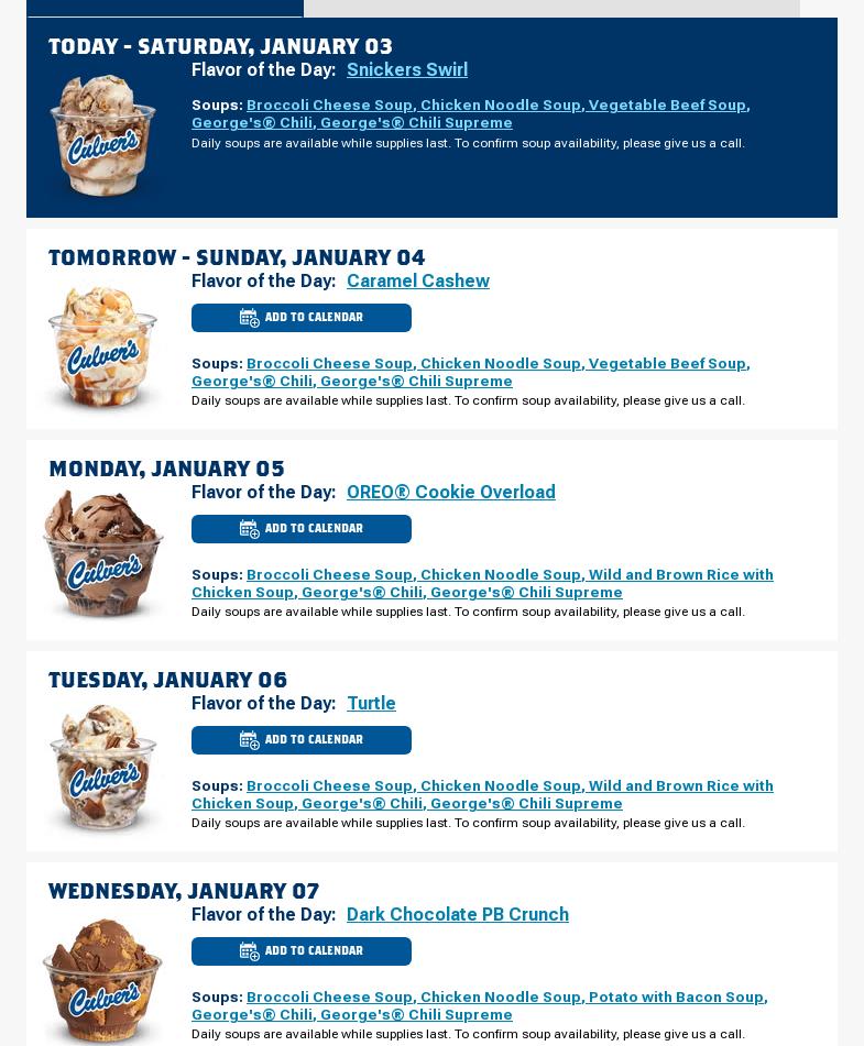 Culver’s Menu