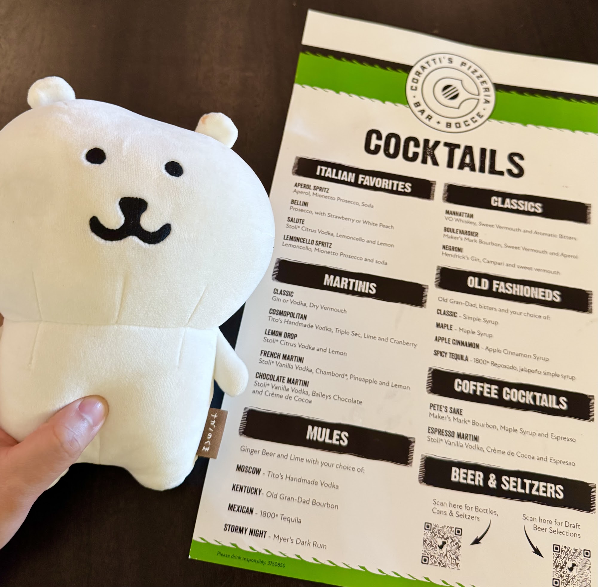 Coratti's Pizzeria Bar & Bocce Menu