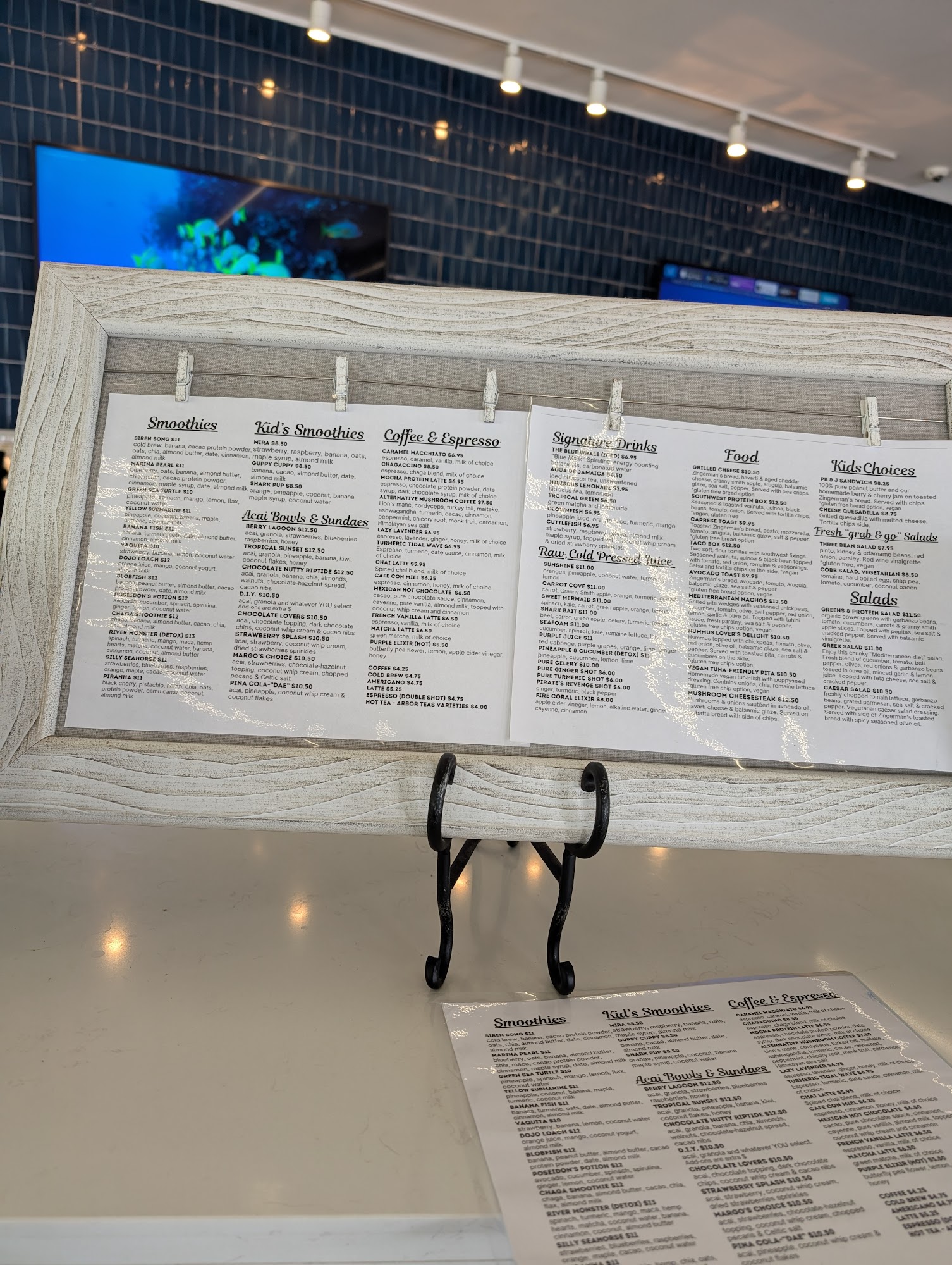 Blue Whale Cafe Menu