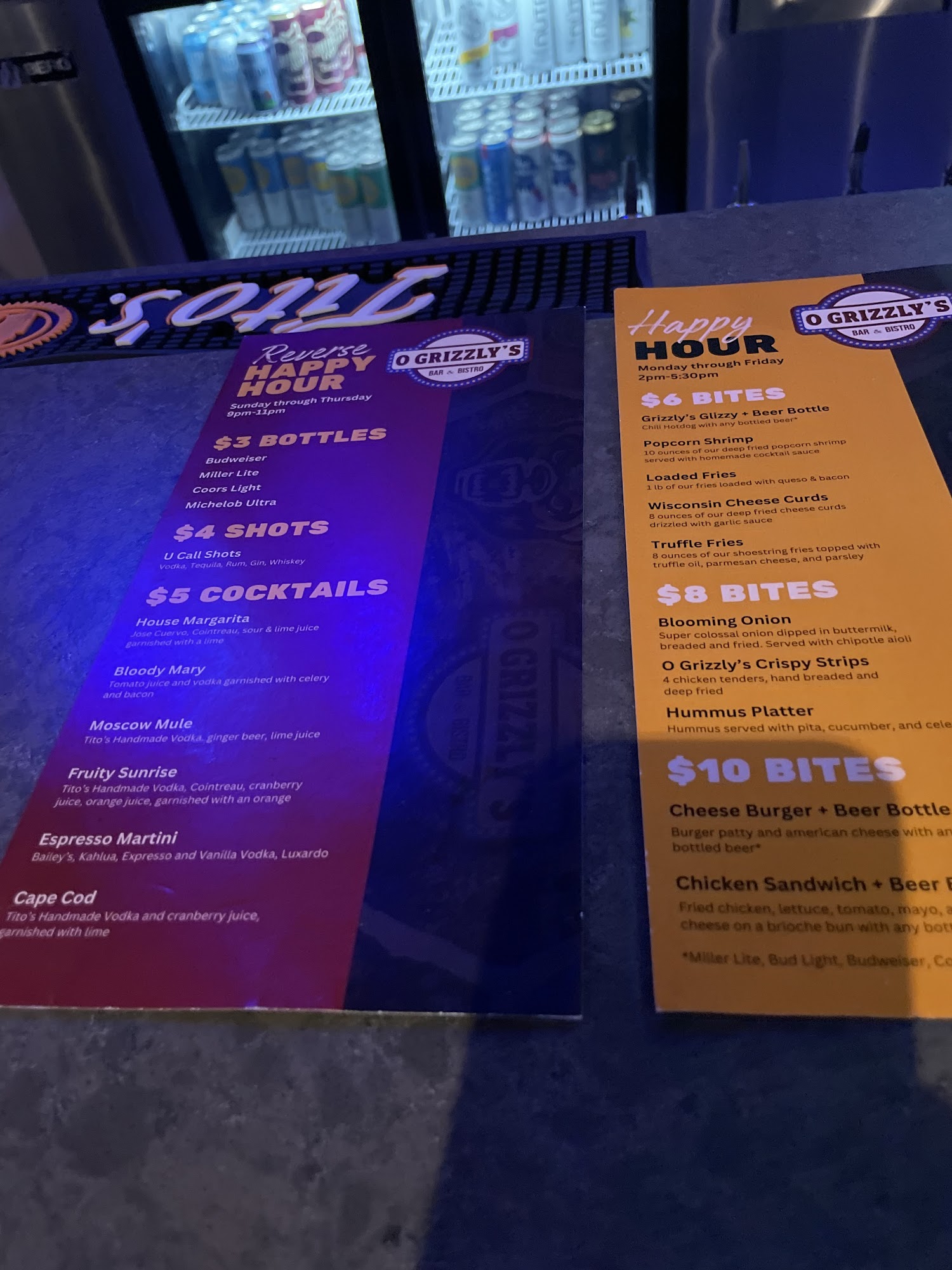 O Grizzly's Bar & Bistro Menu