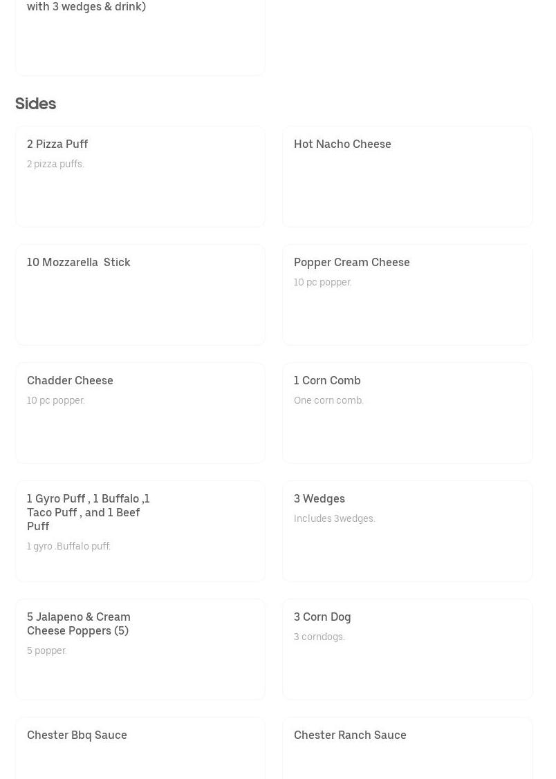 Chester's Chicken On The Run Menu