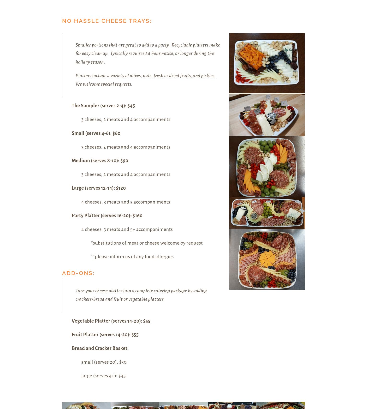 artigiano, artisan cheese shoppe Menu