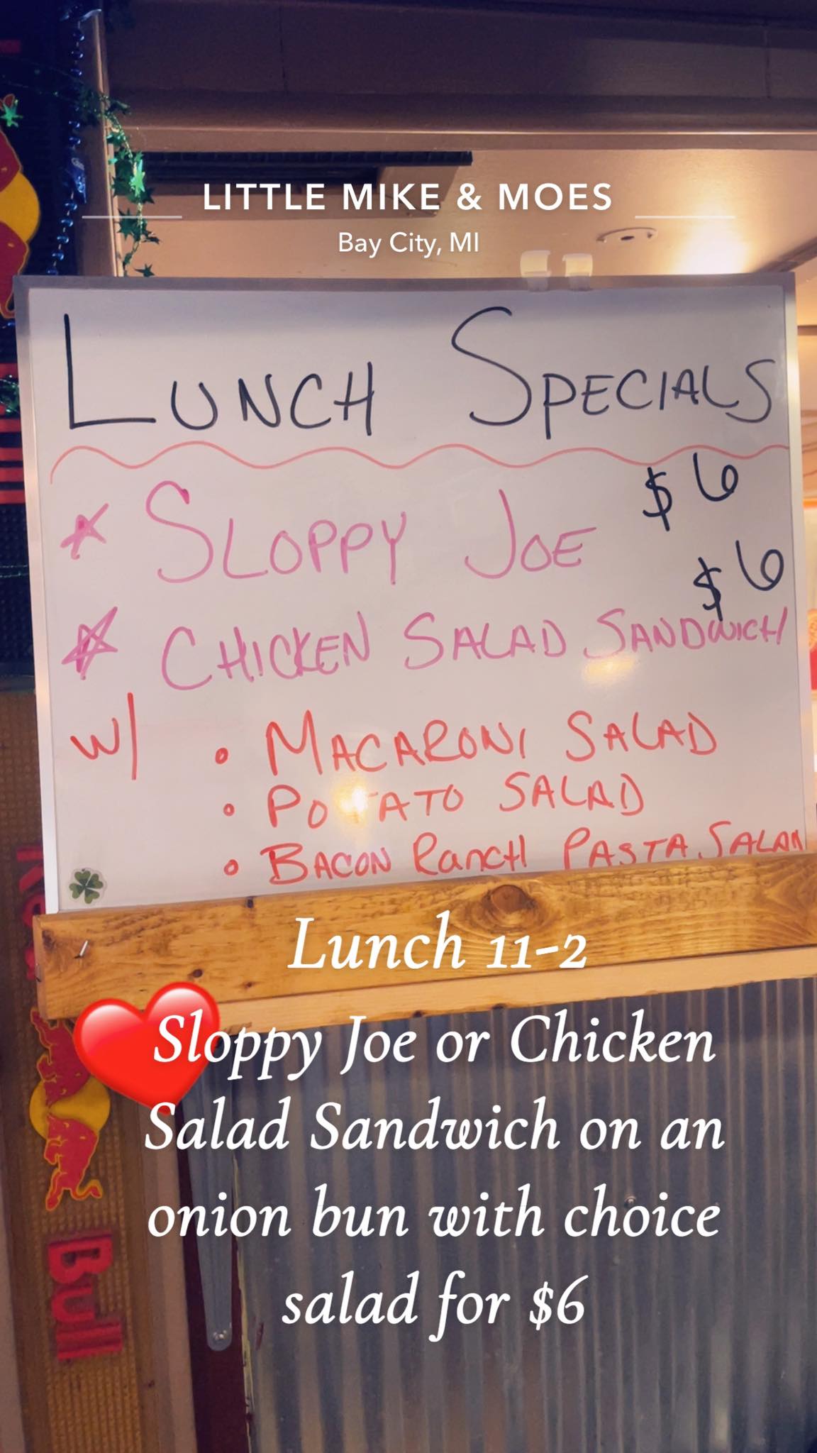 Little Mike and Moe's Menu