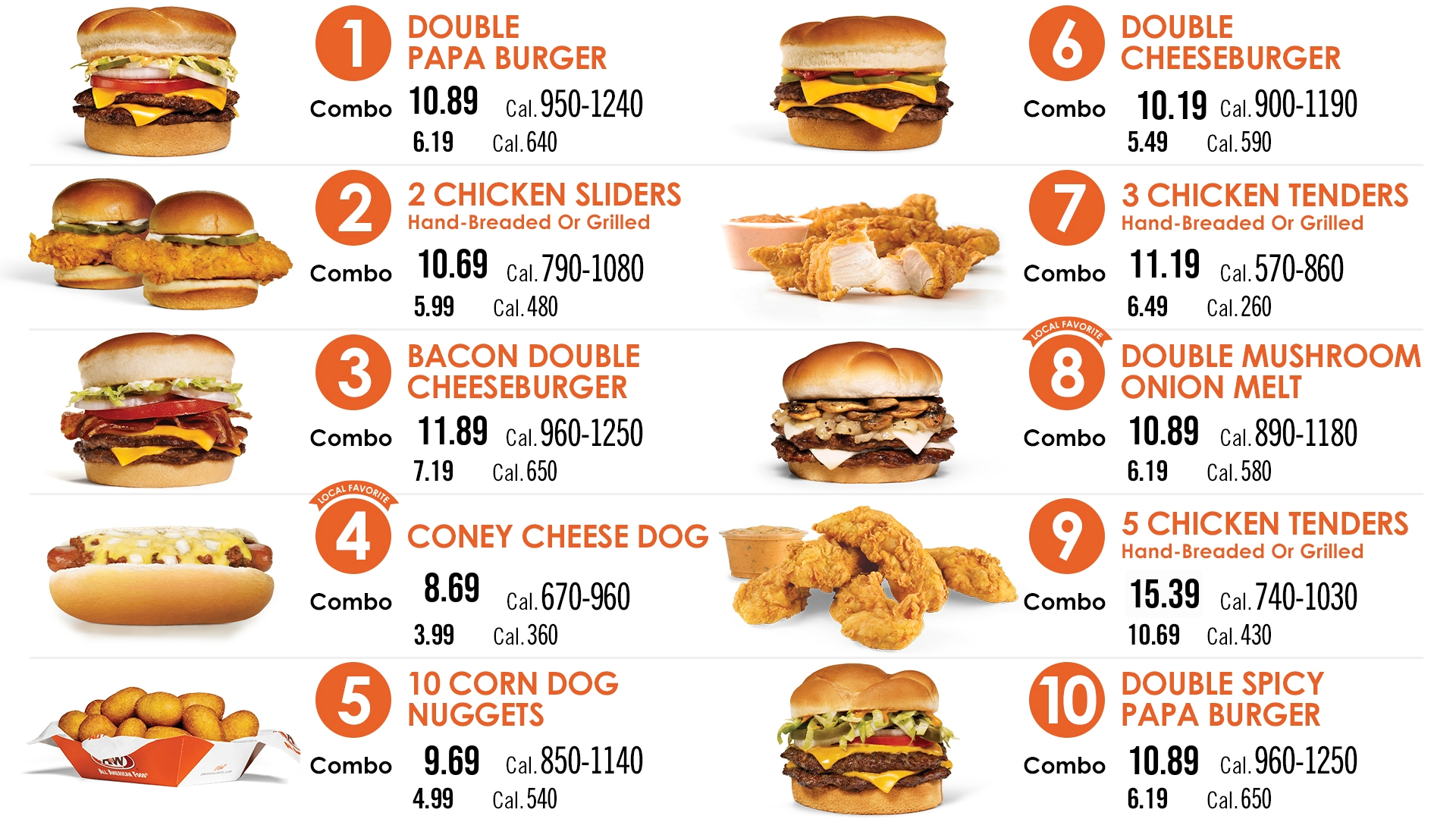 A&W Restaurants Menu