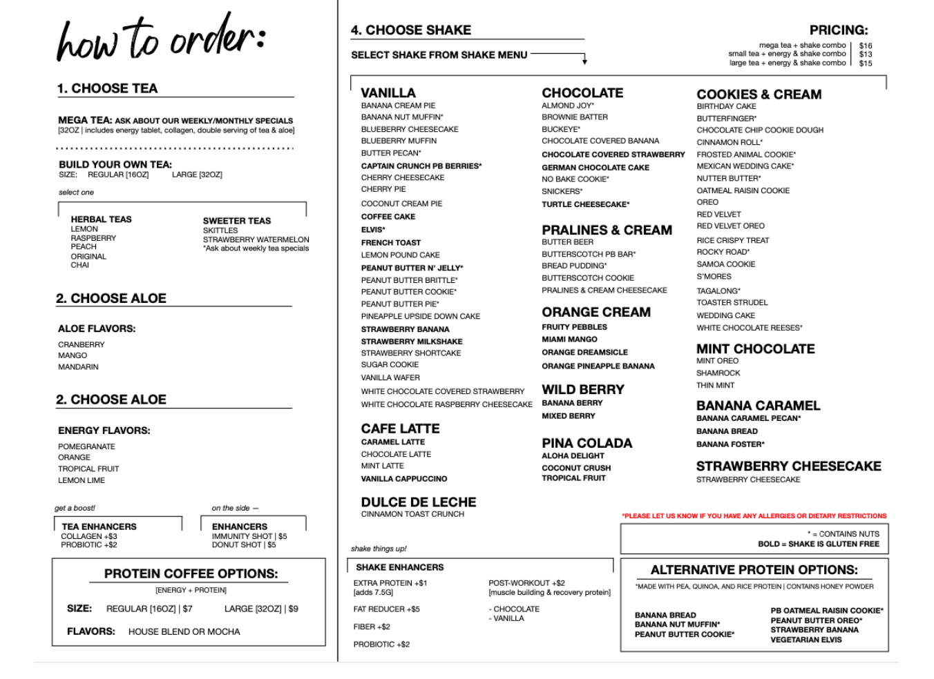 Van Buren Nutrition Menu