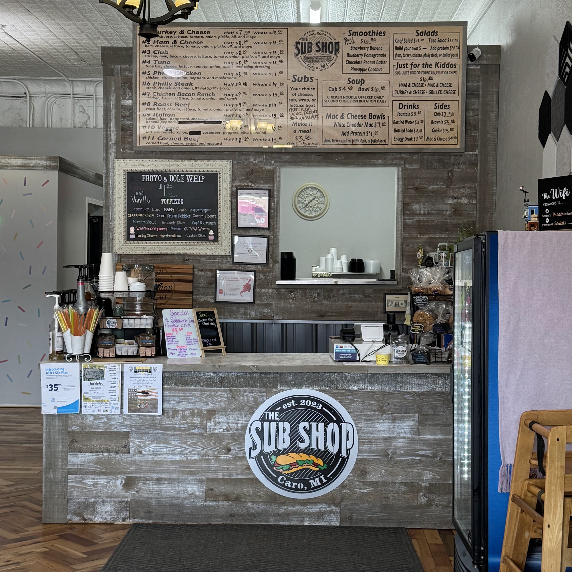 The Sub Shop Menu