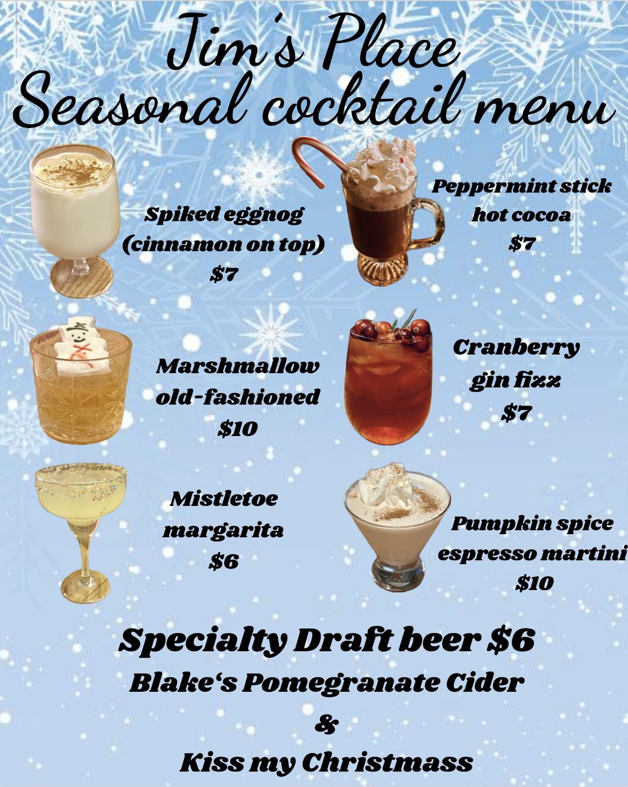 Jim's Place Billiards and Bar Menu