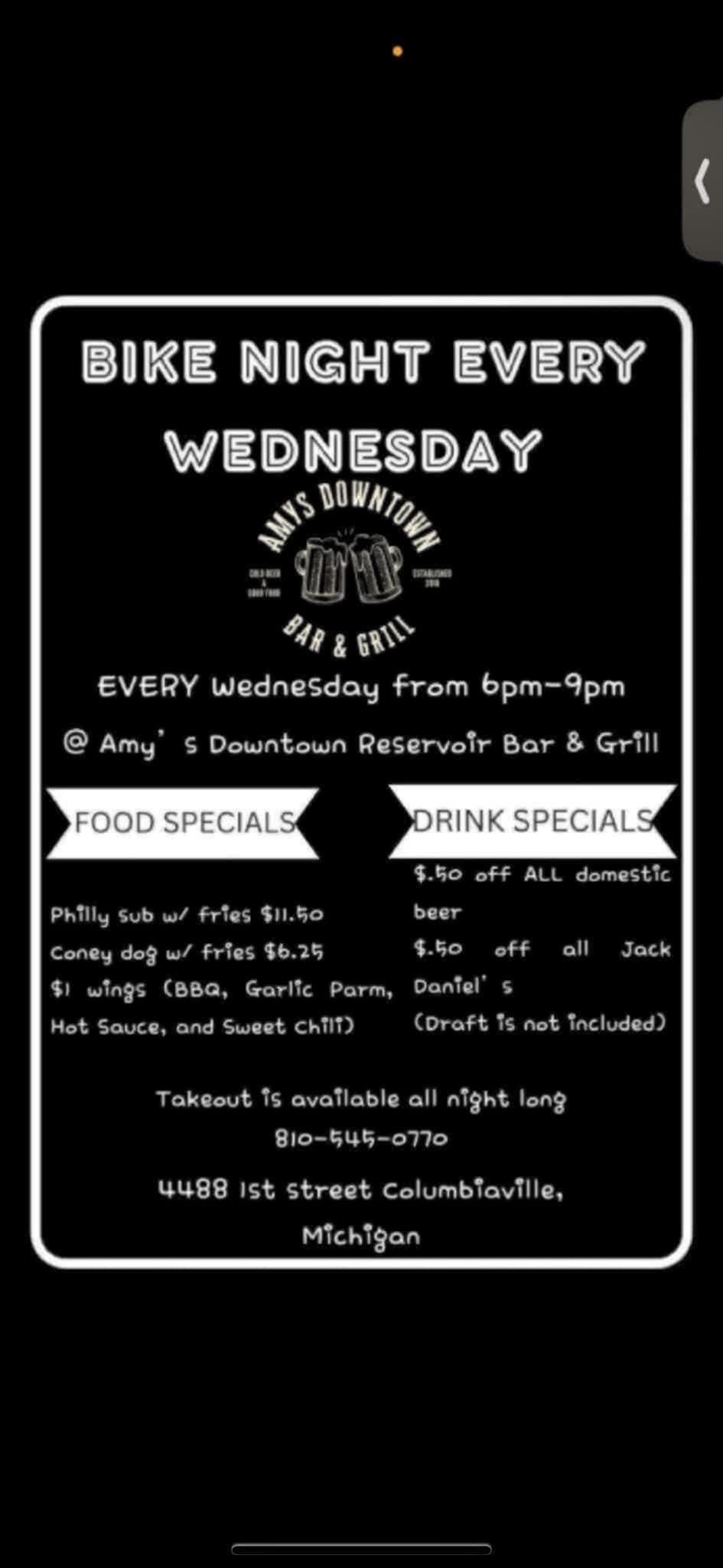 Amy's Downtown Reservoir Menu
