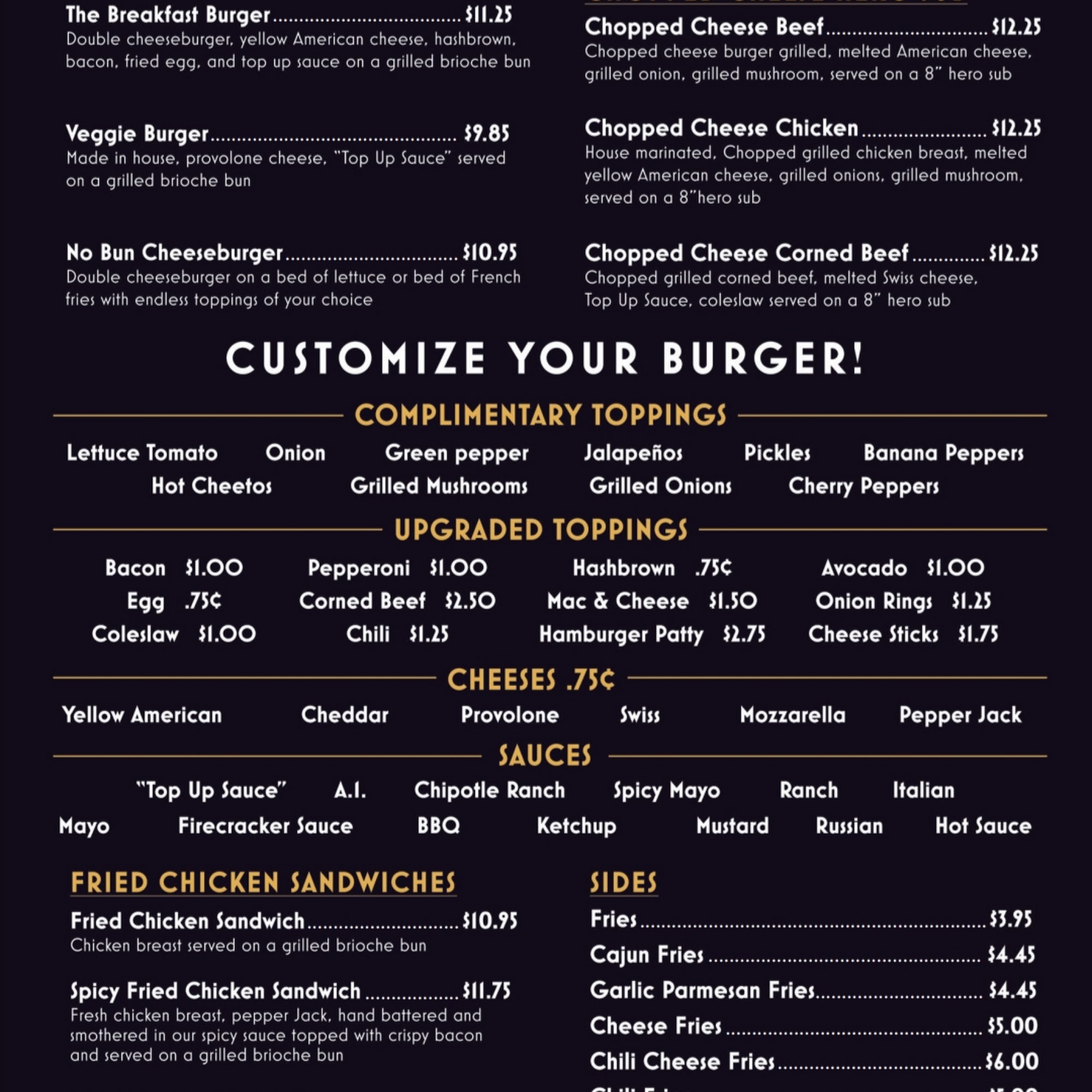 Topupburgers Menu