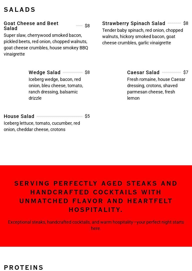 Prime Steakhouse Menu