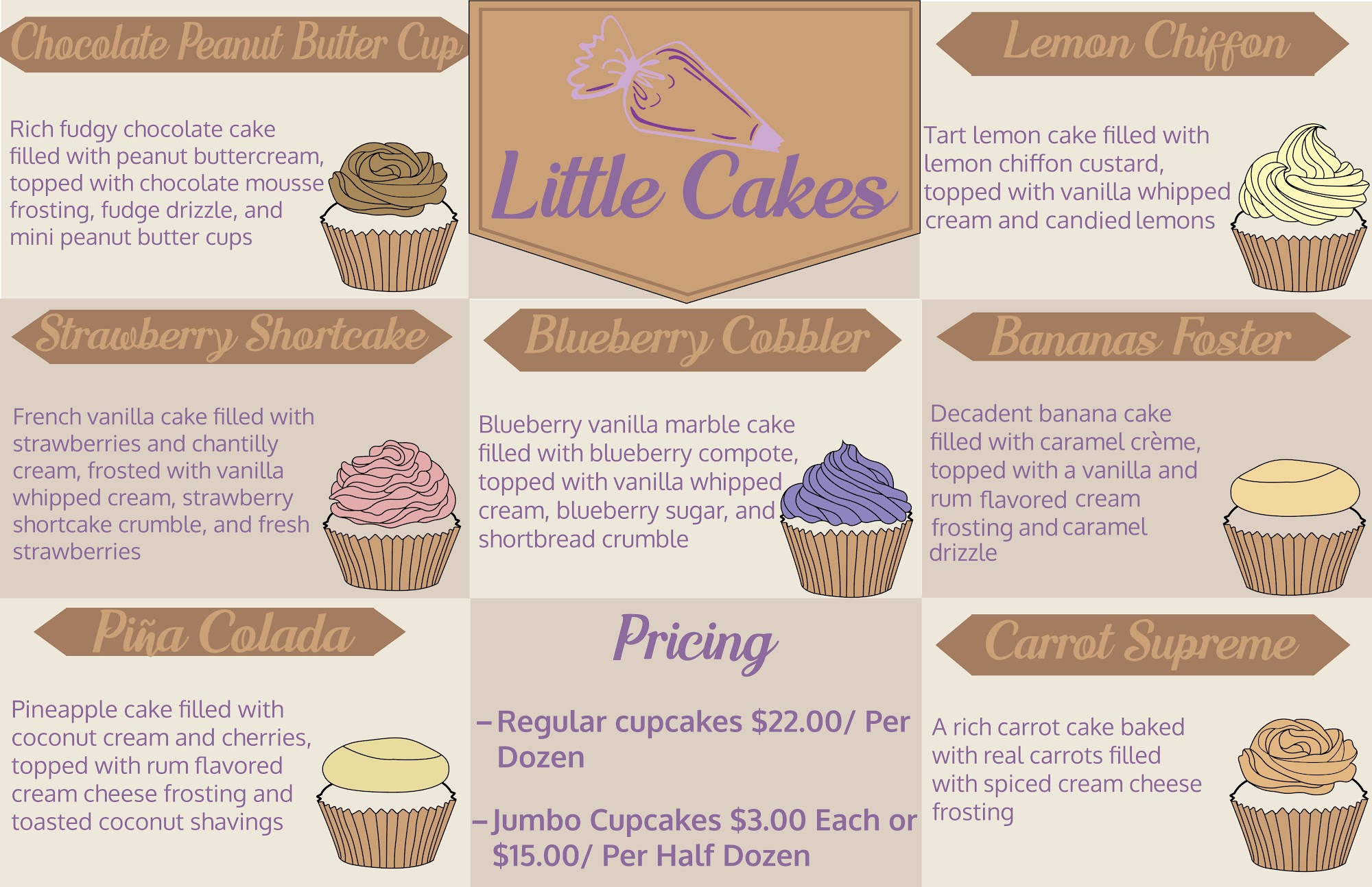 Little Cakes Bakery Menu