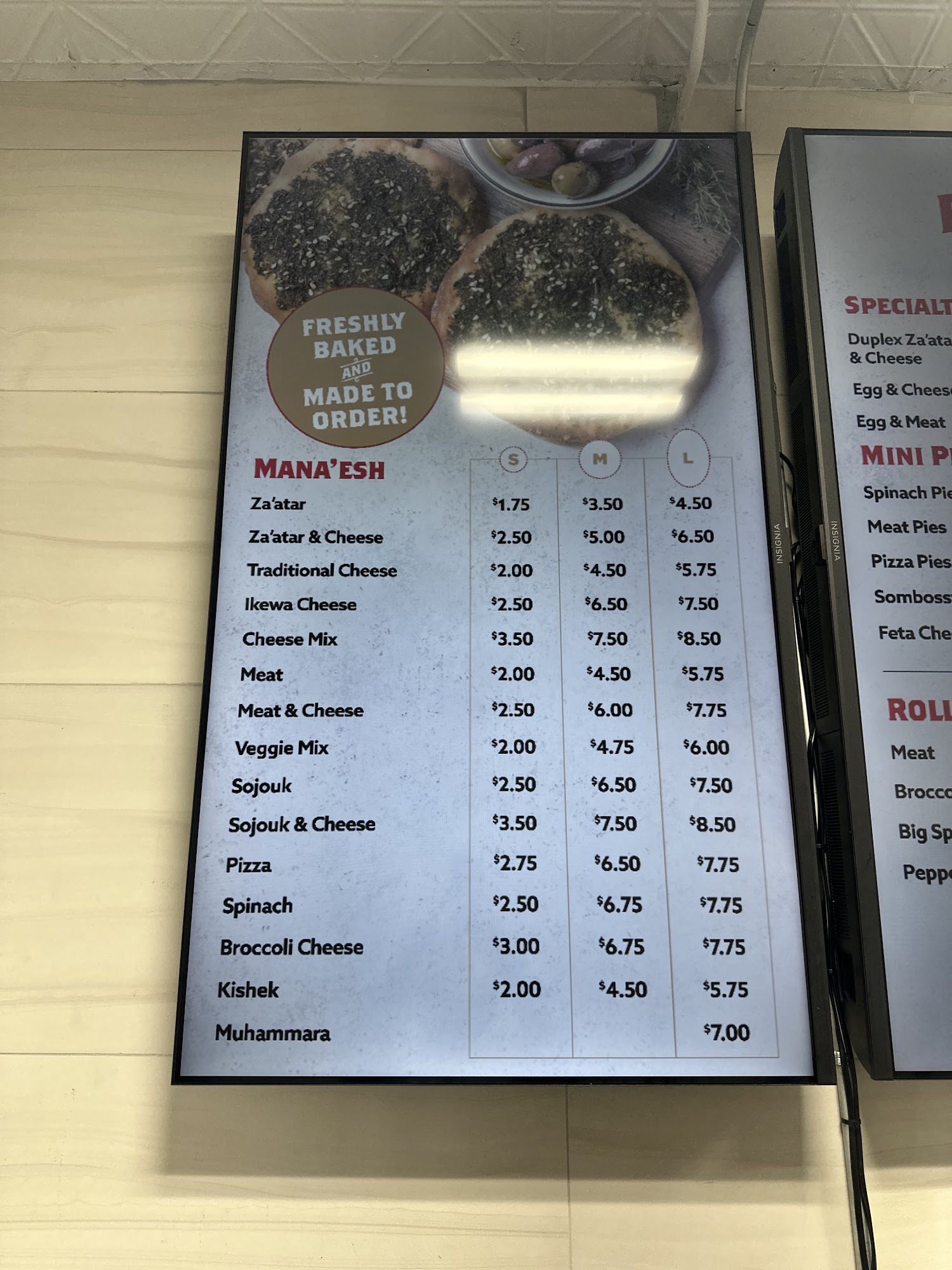 Prince's Bakery Menu