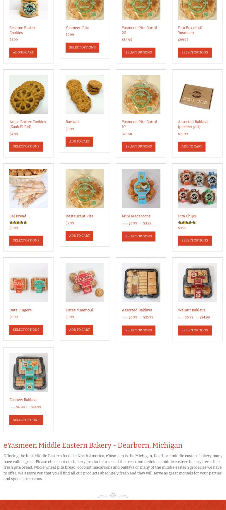 Sajouna Wholesale Bakery Menu