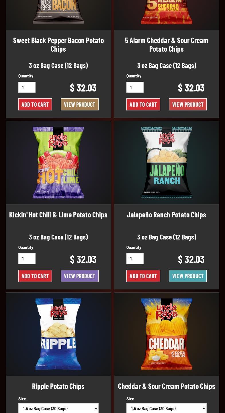 Uncle Ray's Potato Chips Menu