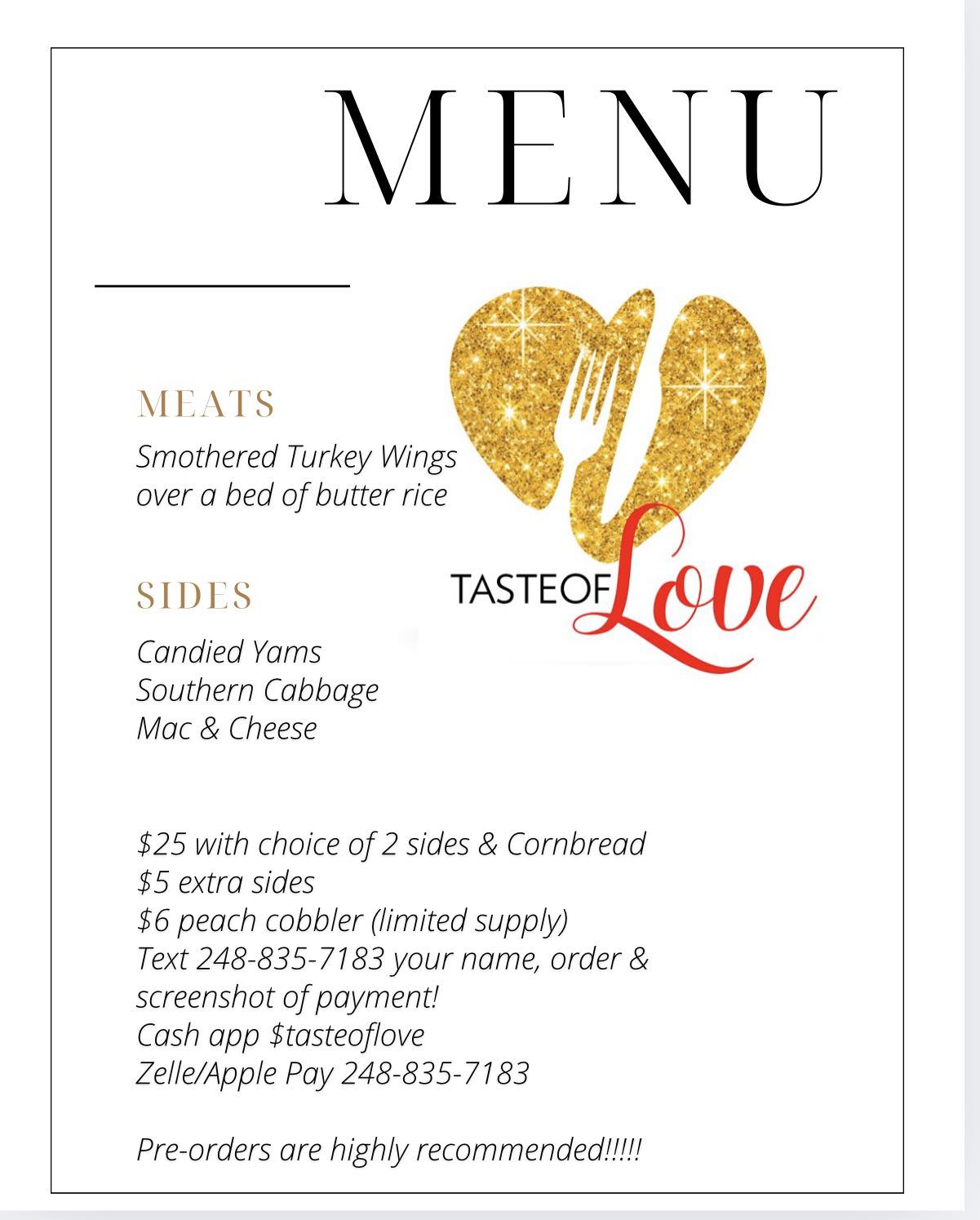 Taste of love Menu