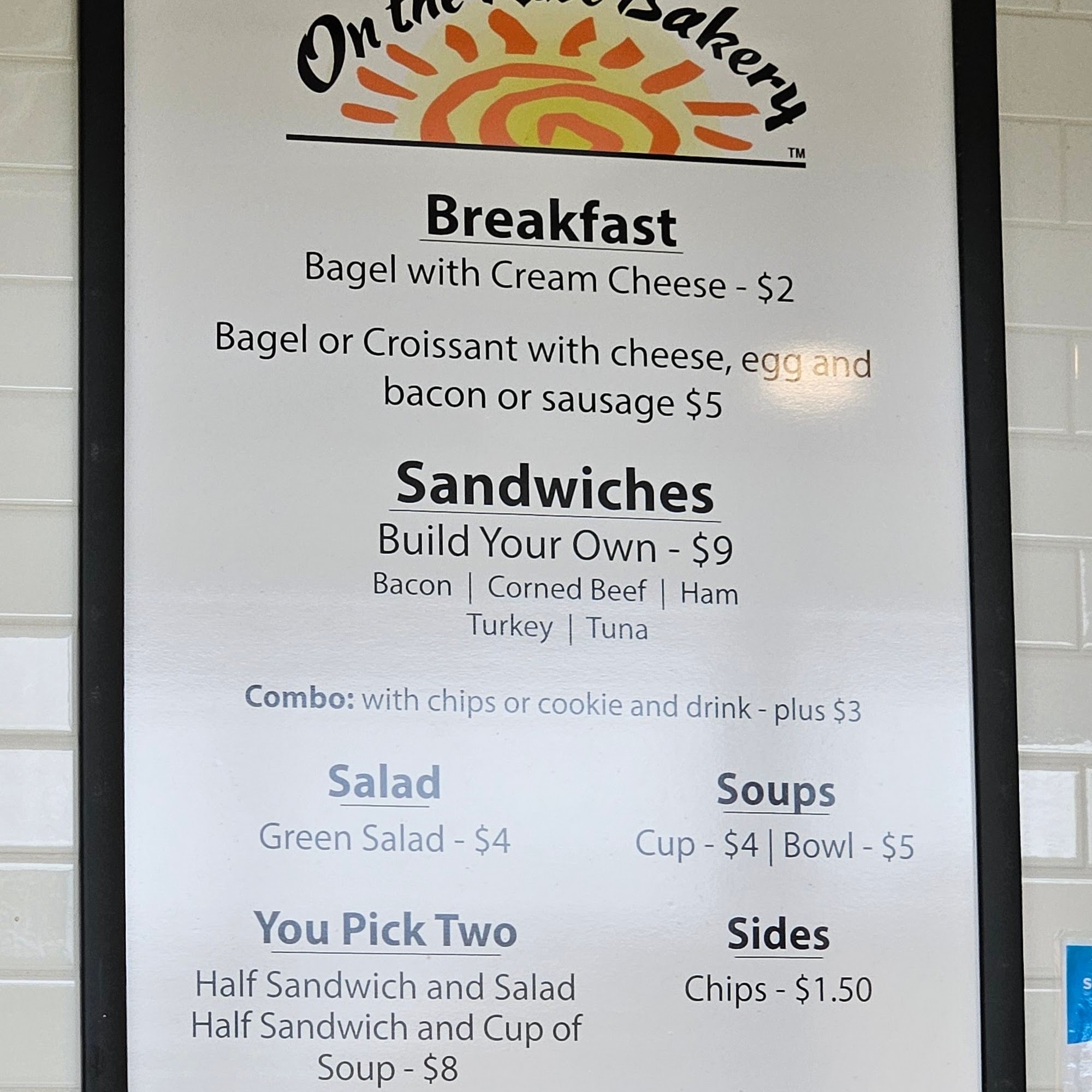 On The Rise Bakery Café Menu