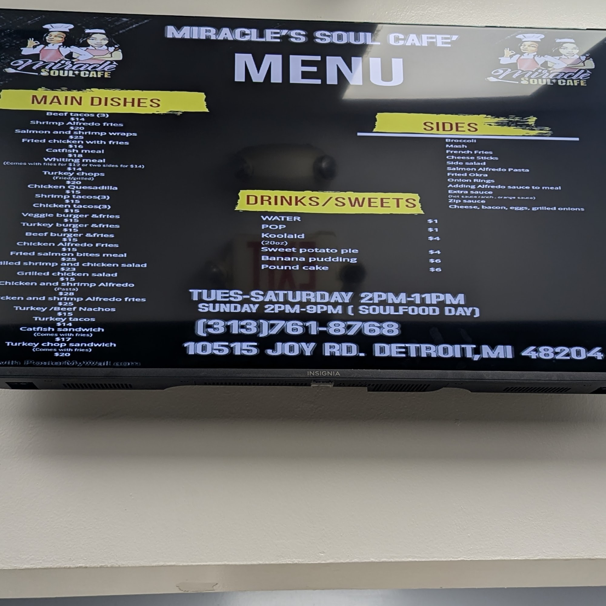 Miracle’s Soul Cafe’ Menu
