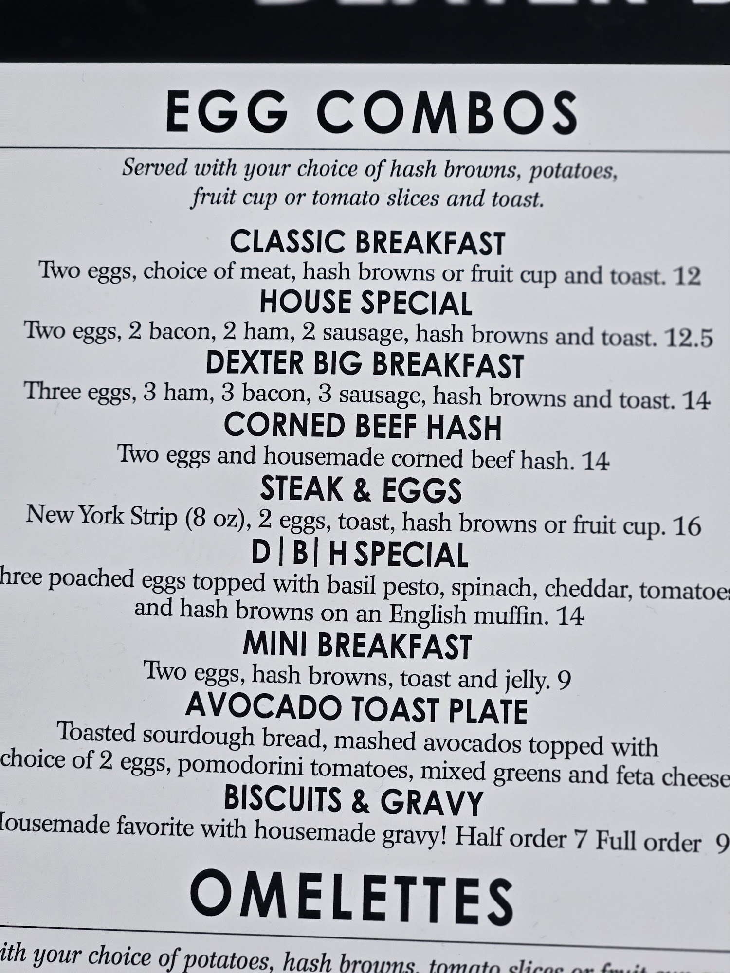 Dexter Brunch House Menu