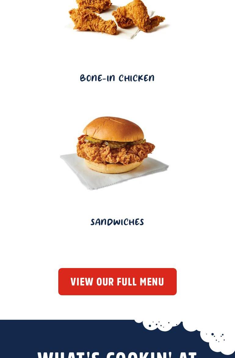 Chester's Chicken Menu